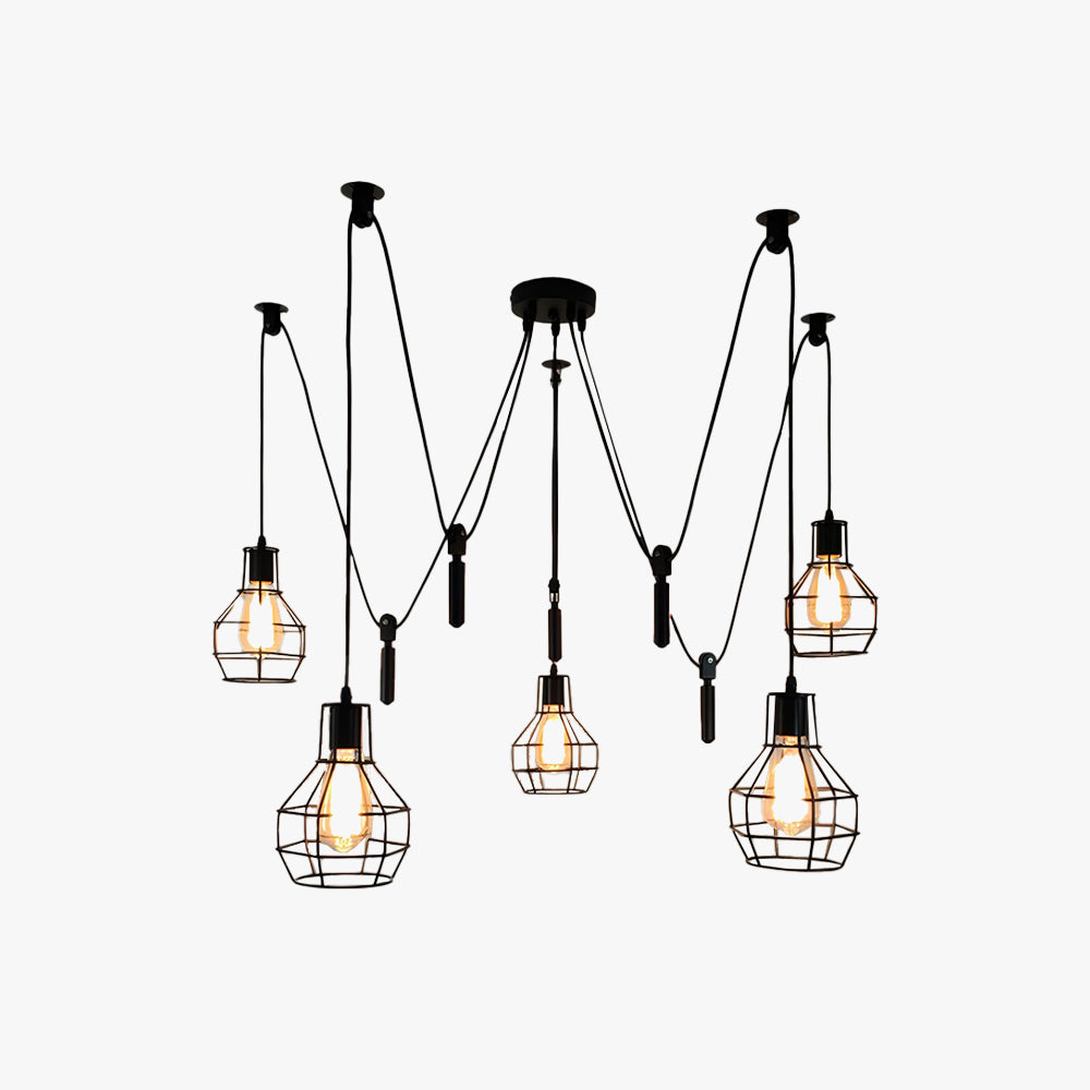 Black Alessio 5-Light Industrial Pendant