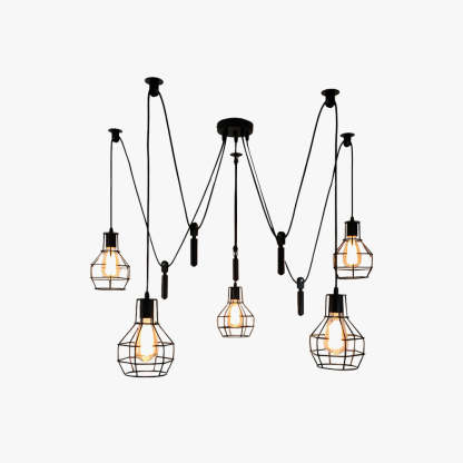 Black Alessio 5-Light Industrial Pendant