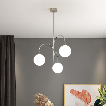 Chrome pendant light with globe shades