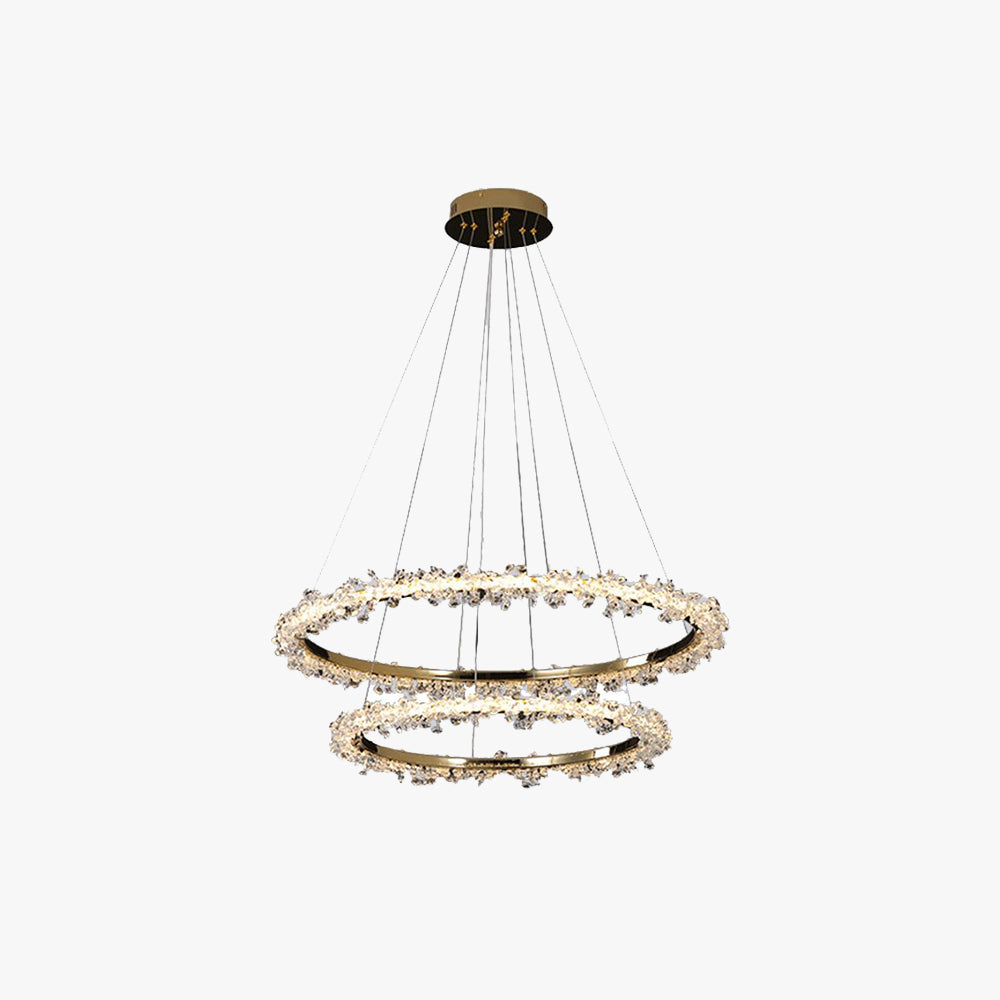 Kristy pendant light with crystal and metal rings