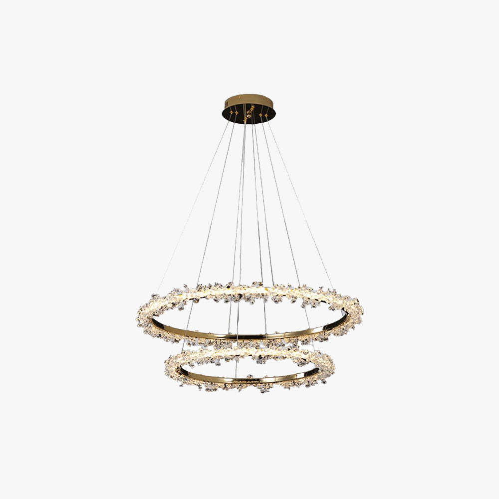 Kristy pendant light with crystal and metal rings