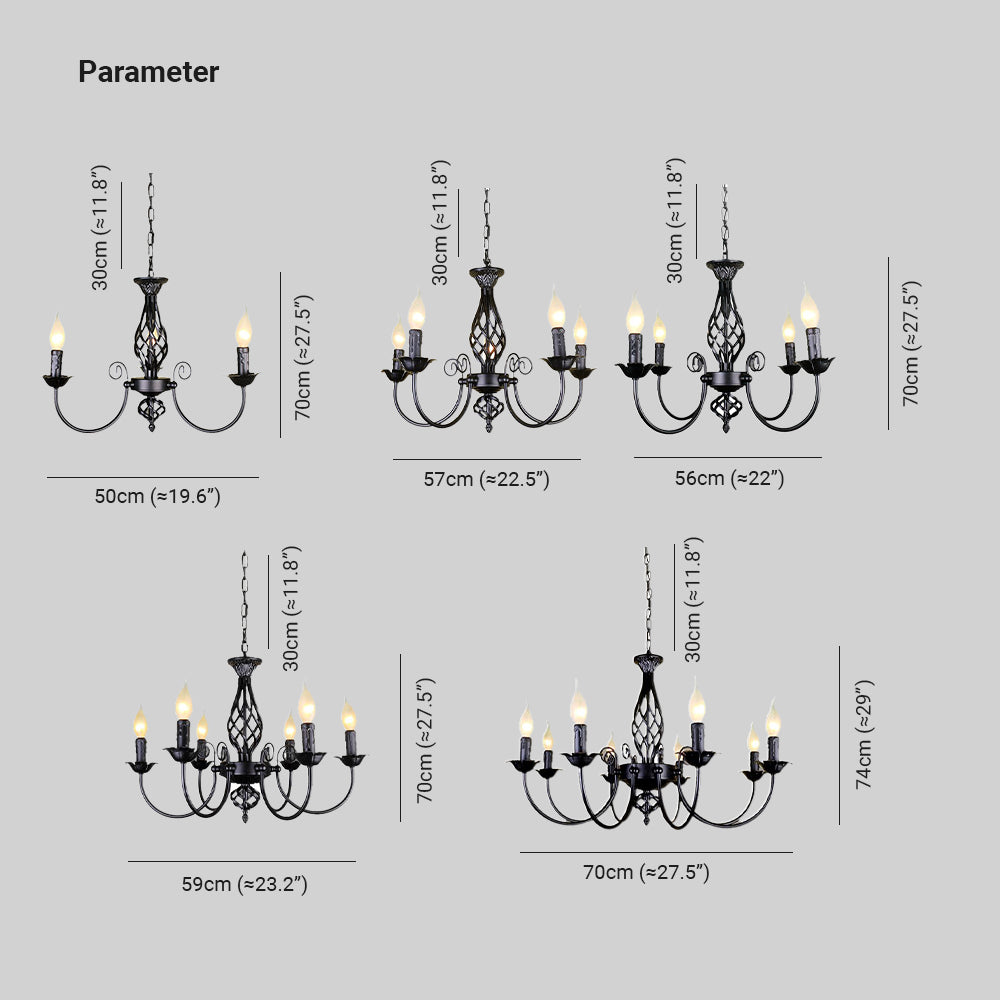 Silva Pendant Light Dimensions, Candle Style