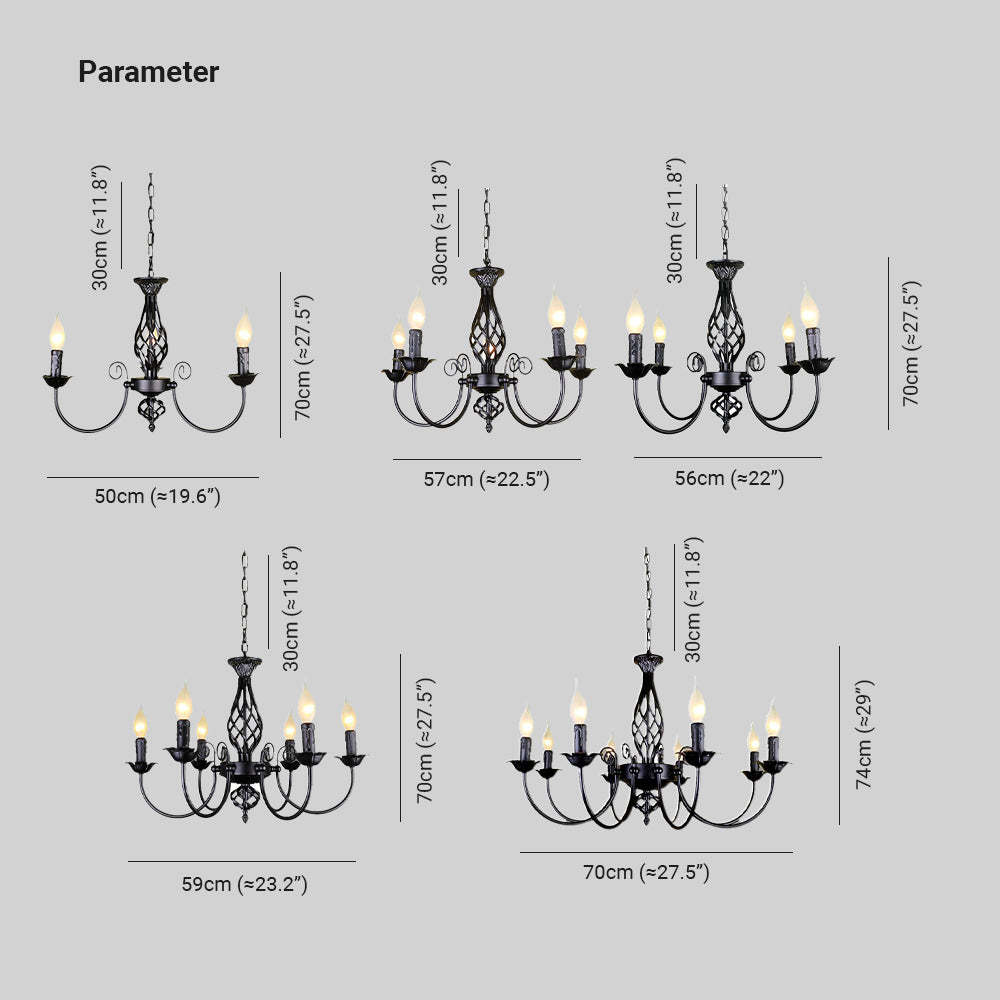 Silva Pendant Light Dimensions, Candle Style