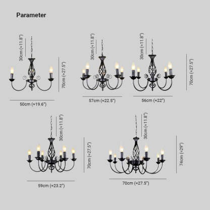 Silva Pendant Light Dimensions, Candle Style