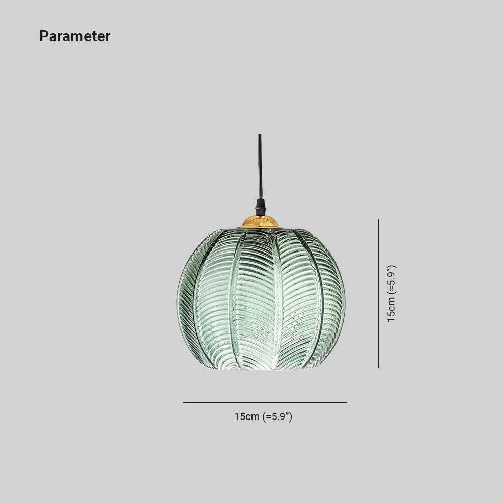Green ribbed glass Hailie pendant light, 15cm diameter