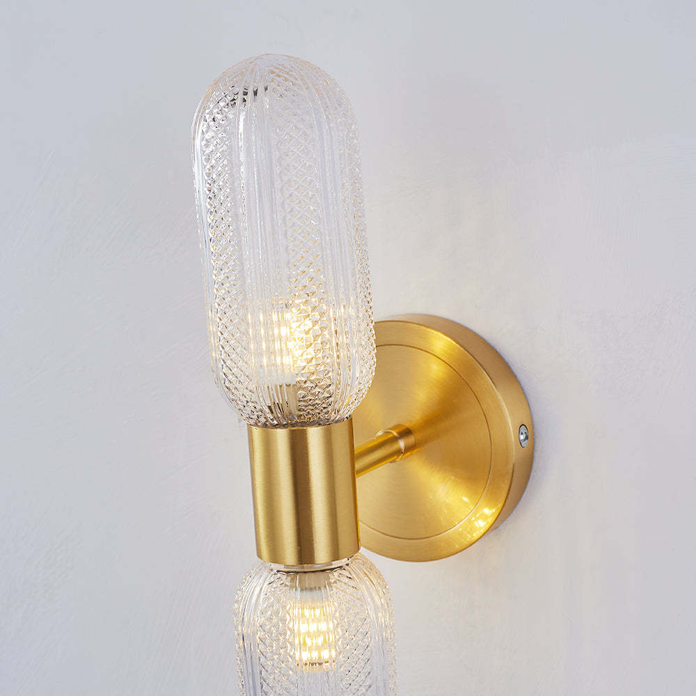 Gold glass wall lamp, Hailie collection, bedroom lighting