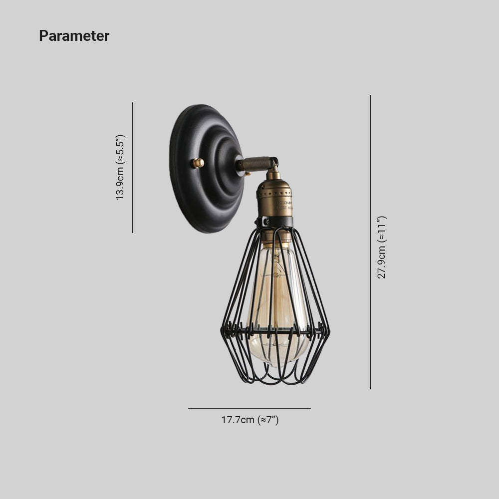 Alessio Industrial Lantern Wall Lamp Dimensions