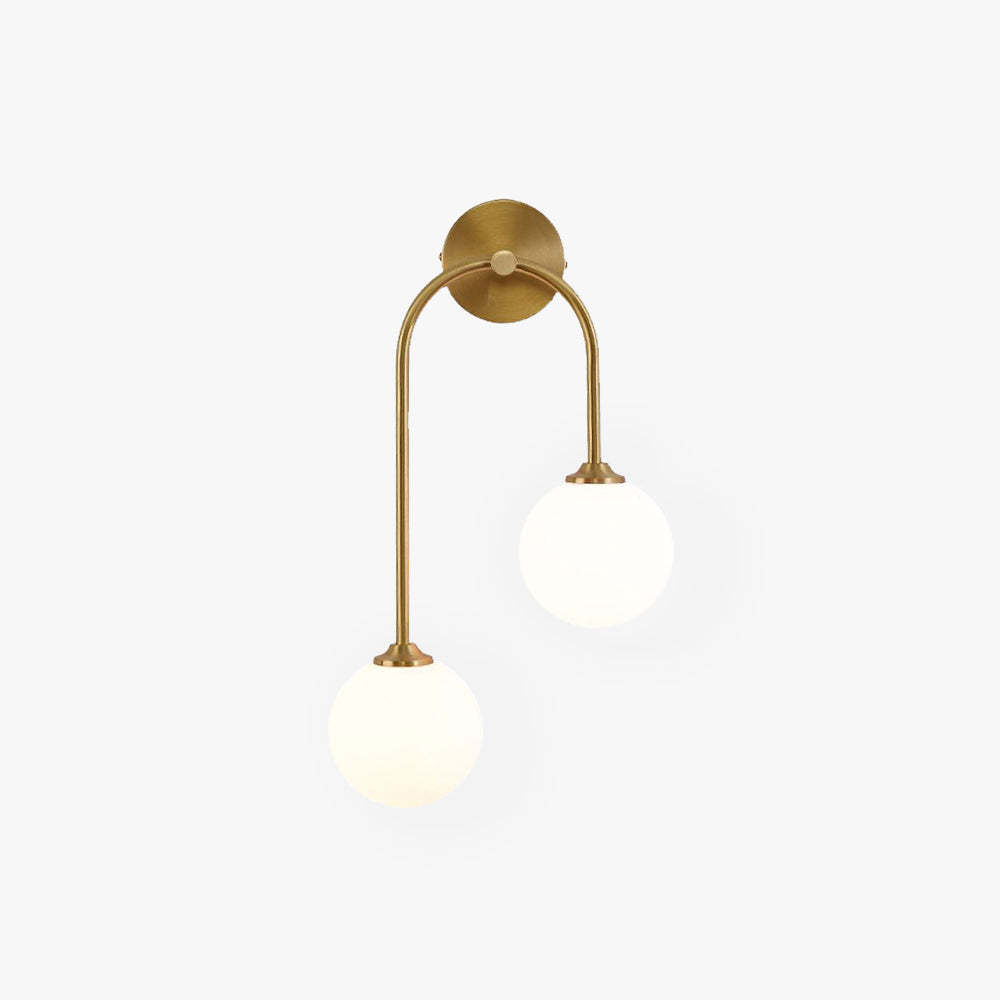 Brass Valentina wall lamp with globe glass shades