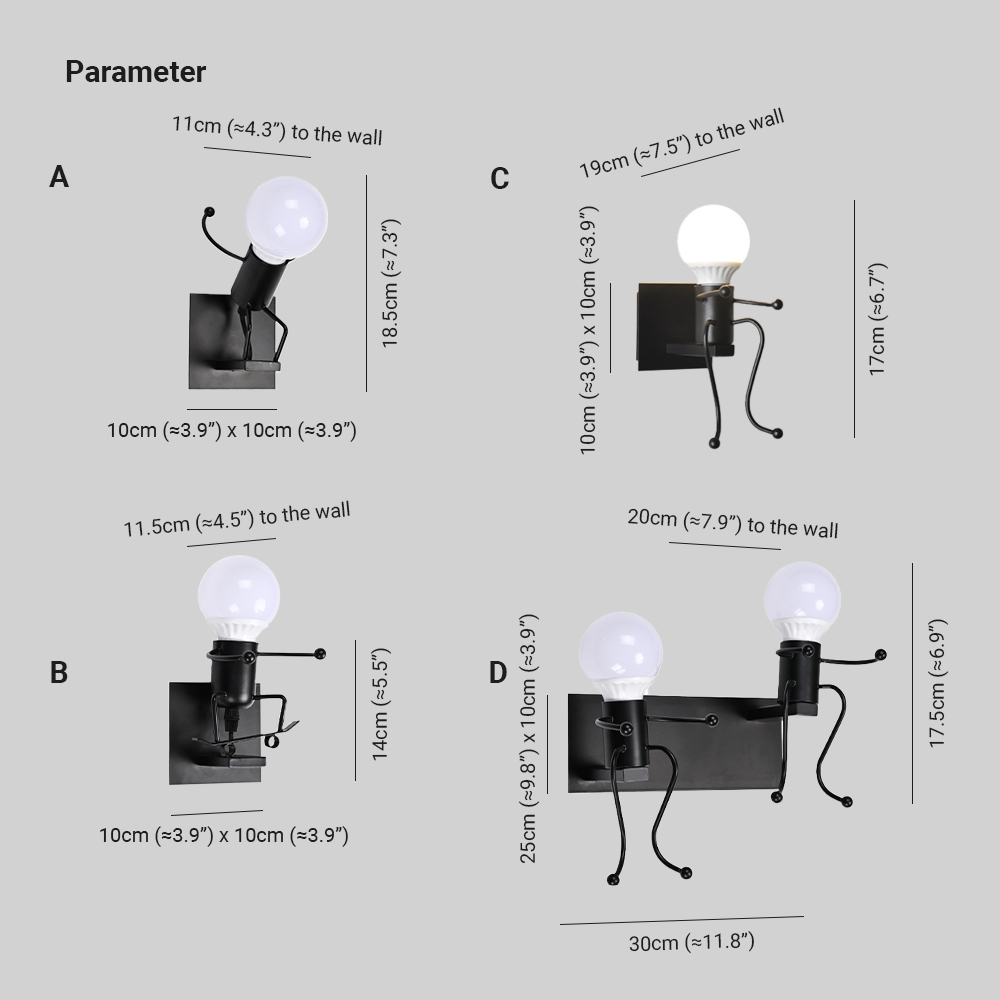 Luxo Modern Decorative Man Metal Wall Lamp