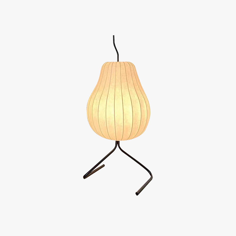 Renée Floor Lamp, Pear-Shaped Fabric Shade, Black Metal Base, Living Room Lighting
