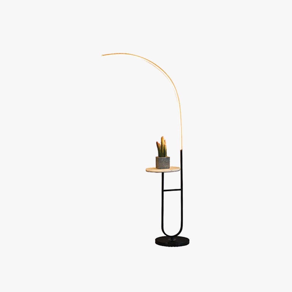 Edge floor lamp with marble table and cactus Edge Floor Lamp Bedside Table Modern Marble Acrylic Bedroom