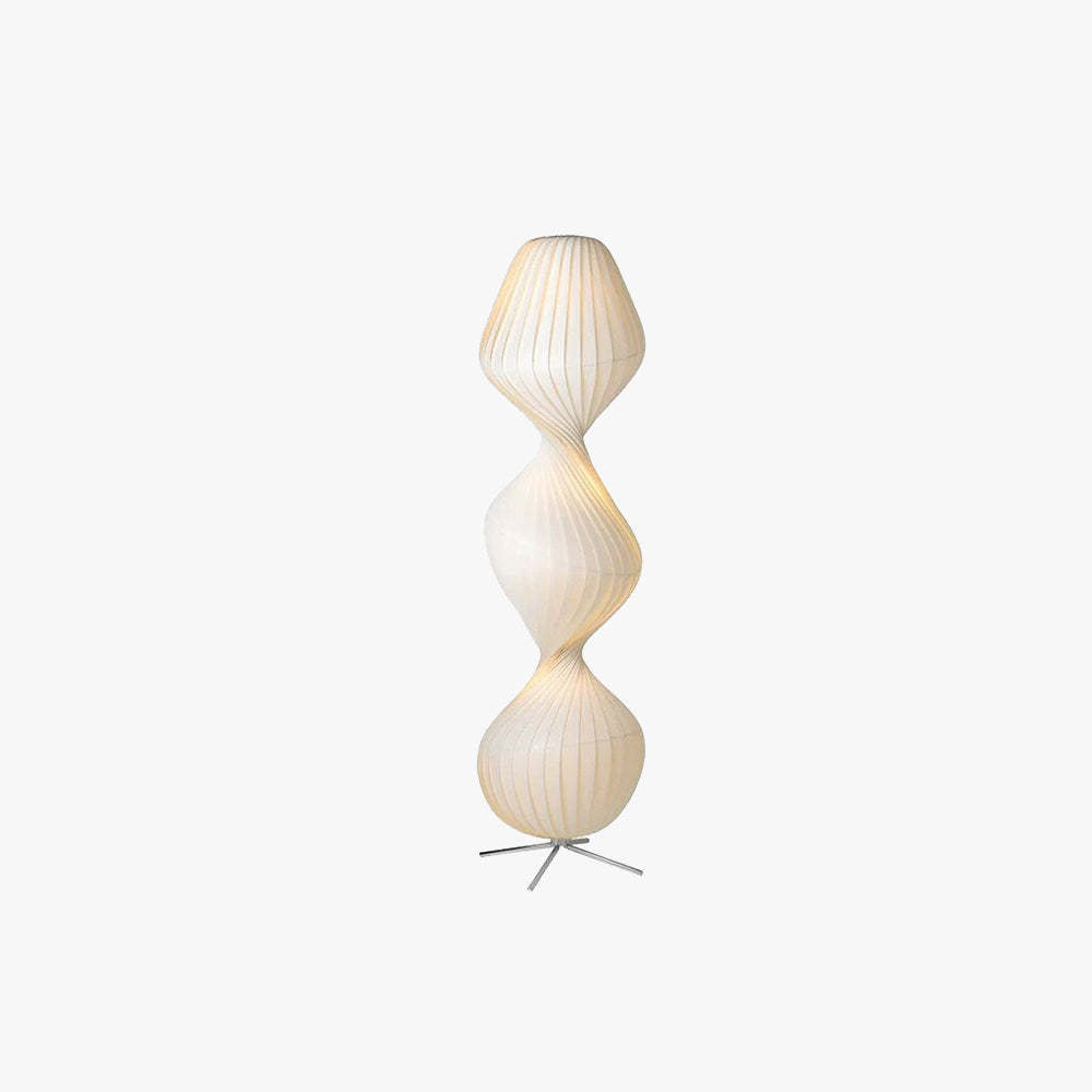 Renée Modern Pleated Fabric Metal Floor Lamp - White