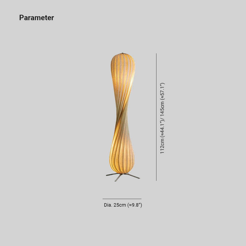 Ozawa Twisted Wood Floor Lamp - Dimensions