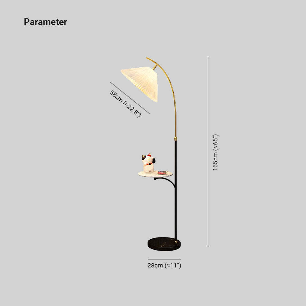 Ozawa floor lamp dimensions: 165cm tall, 58cm shade, table 28cm.