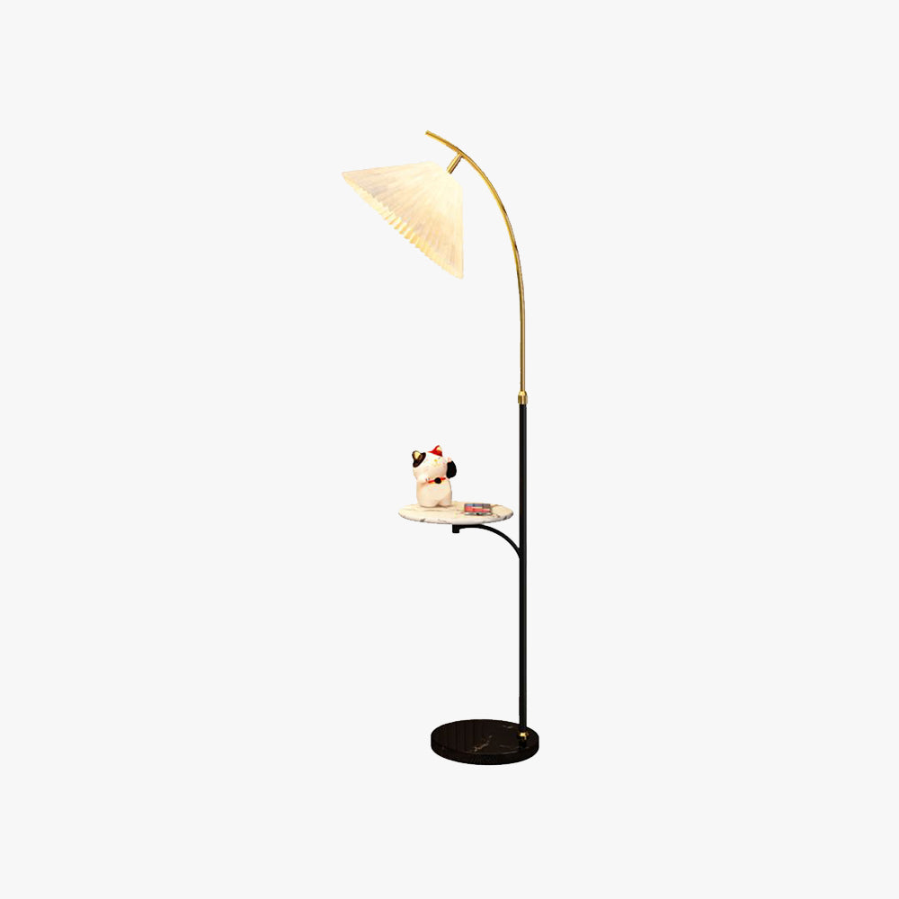 Ozawa pleated floor lamp with table, artistic lighting.