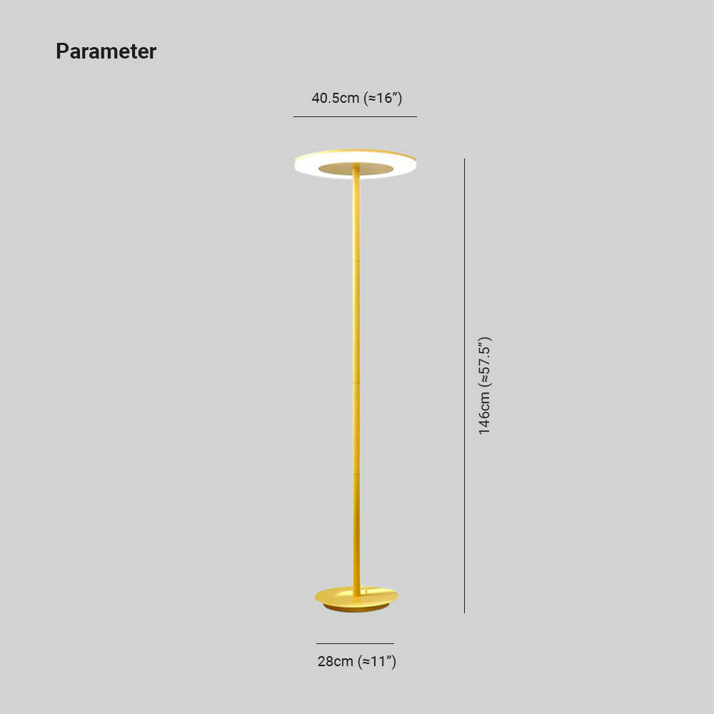 Dimensions of yellow Morandi metal disc floor lamp