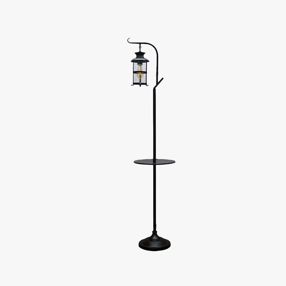 Alessio Retro Lantern Floor Lamp - Metal and Glass Lighting