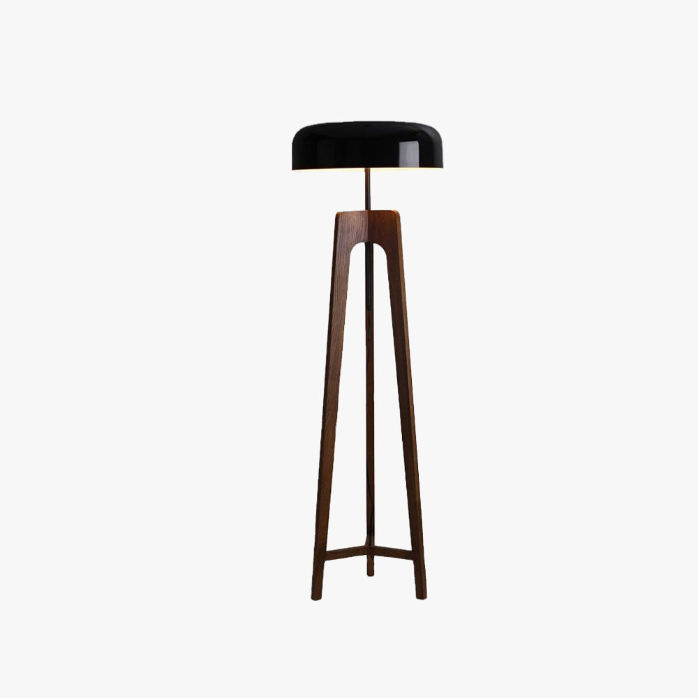 Ozawa Modern Bowl Tripod Wood Metal Floor Lamp