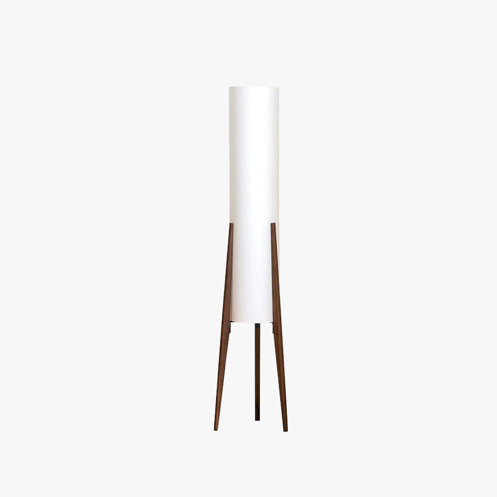 Ozawa Contemporary Cylinder Tripod Floor Lamp in wood and glass