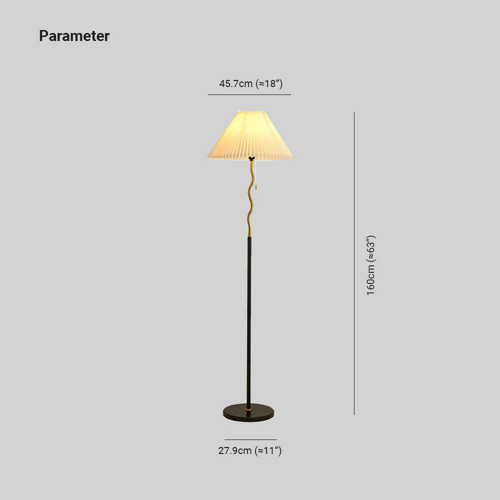 Ozawa floor lamp dimensions, metal and fabric