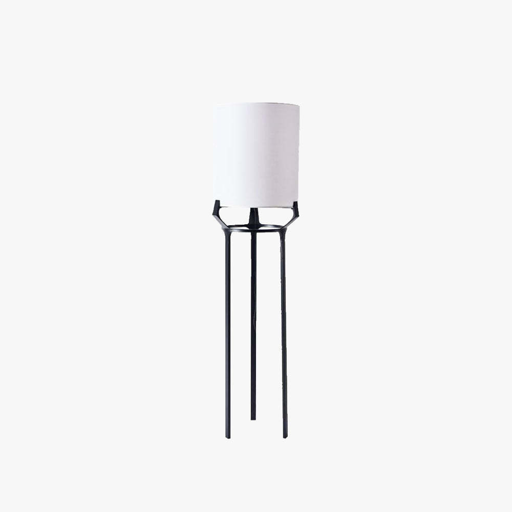 Eryn tripod floor lamp with metal base and fabric shade