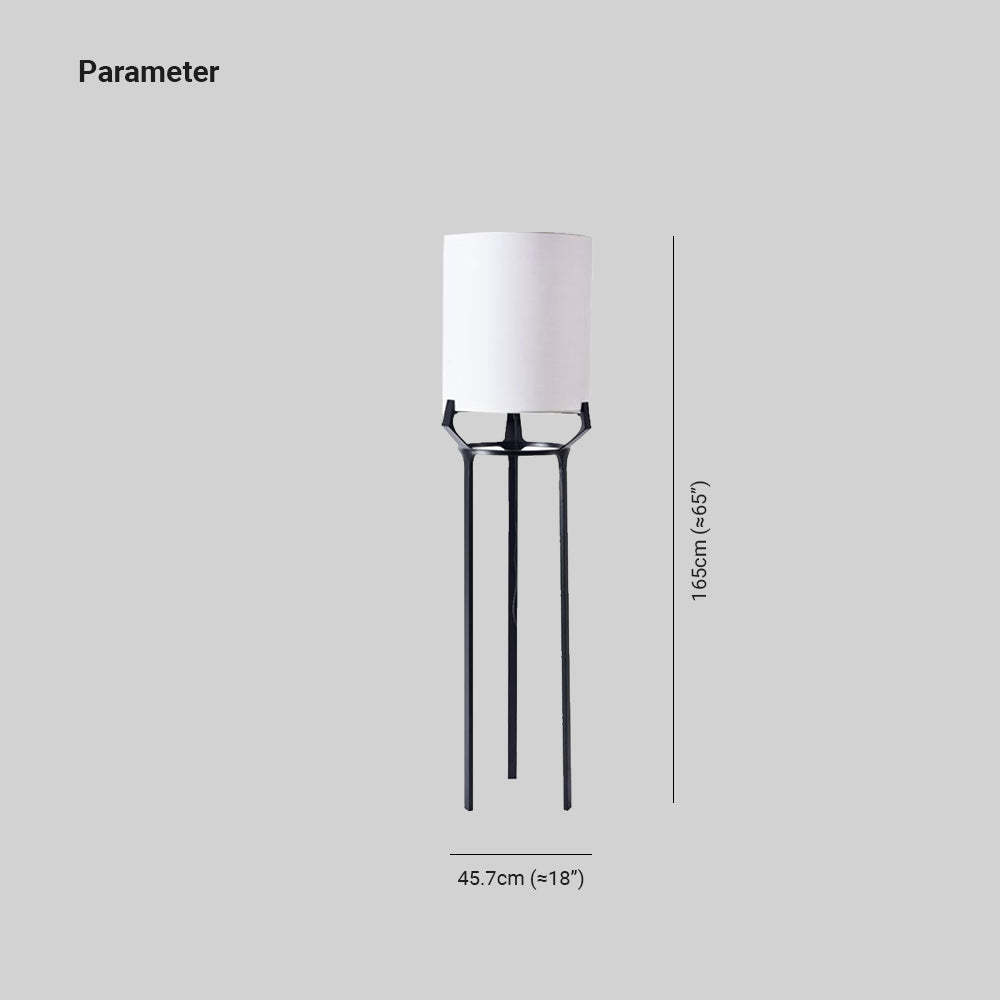 Eryn floor lamp dimensions: metal tripod, fabric shade.