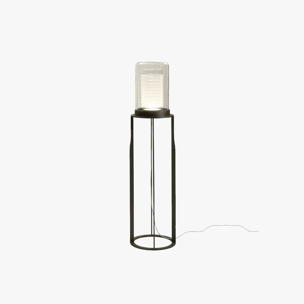 Eryn cylinder floor lamp with glass shade and metal frame