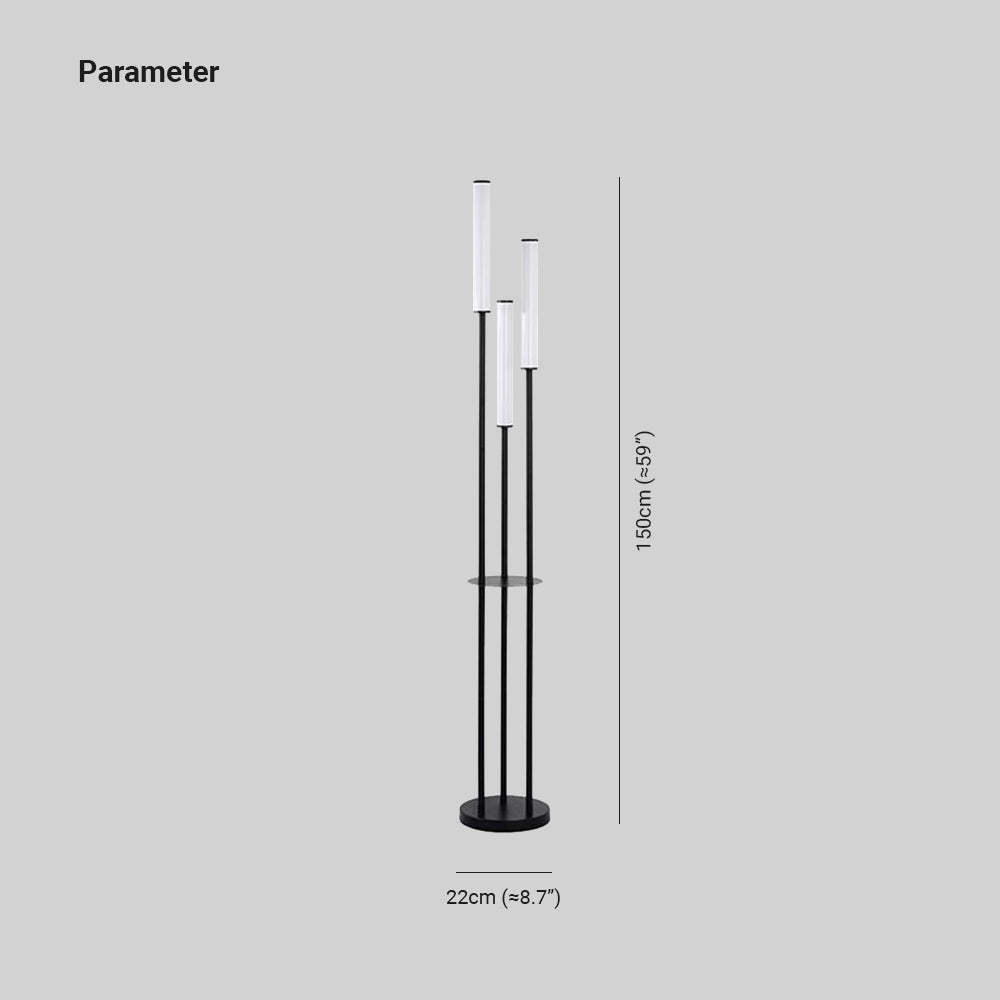 Eryn 3-head floor lamp dimensions: 150cm tall, 22cm base. Eryn Modern 3 head Metal Arcylic Floor Lamp
