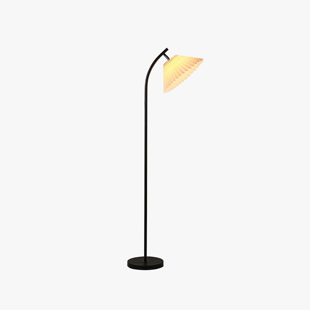 Ozawa Modern Arc Pleated Metal Fabric Floor Lamp
