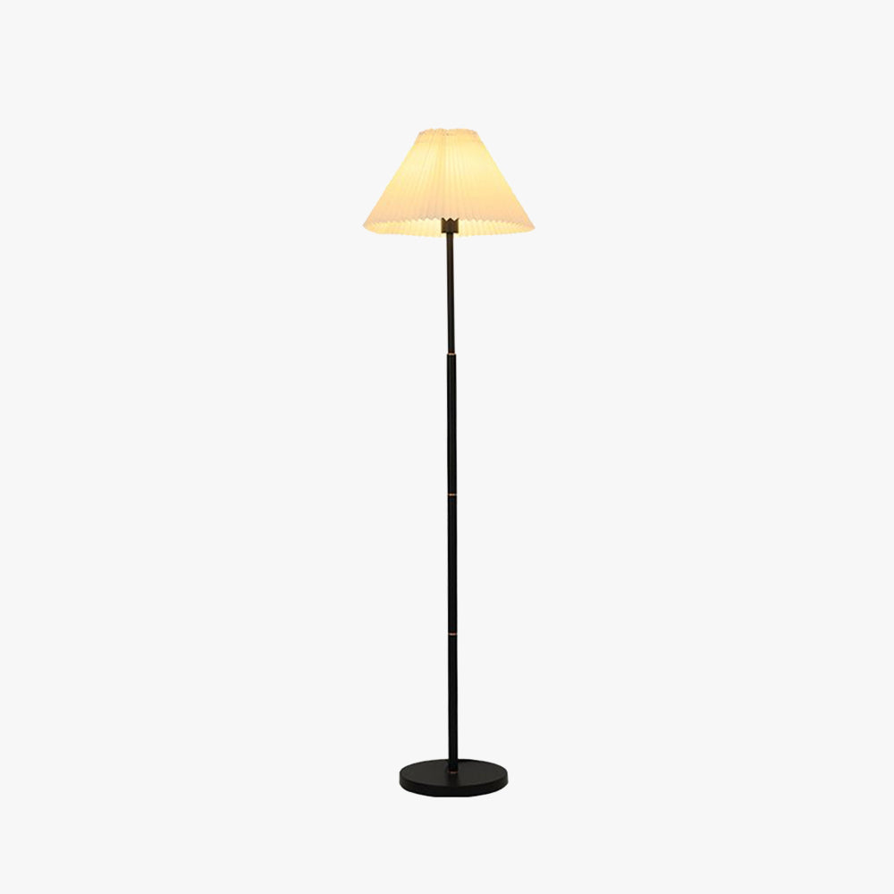 Ozawa Modern Pleated Fabric Floor Lamp - Apricot shade