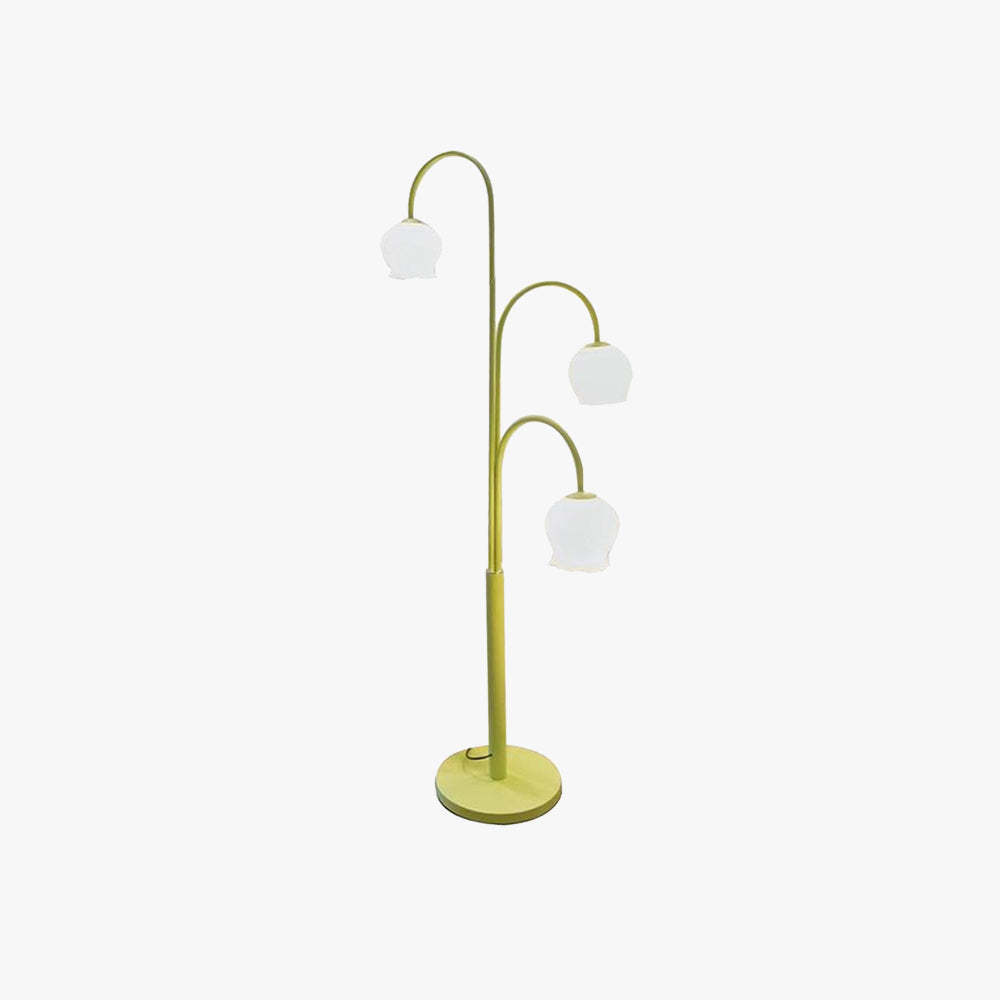 Lily Art Deco floor lamp with metal frame and glass shades