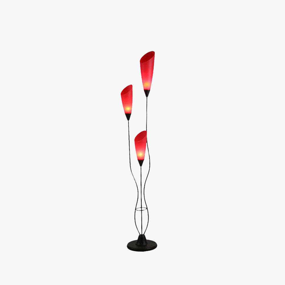 Bella Torchiere Floor Lamp with Red Acrylic Shades