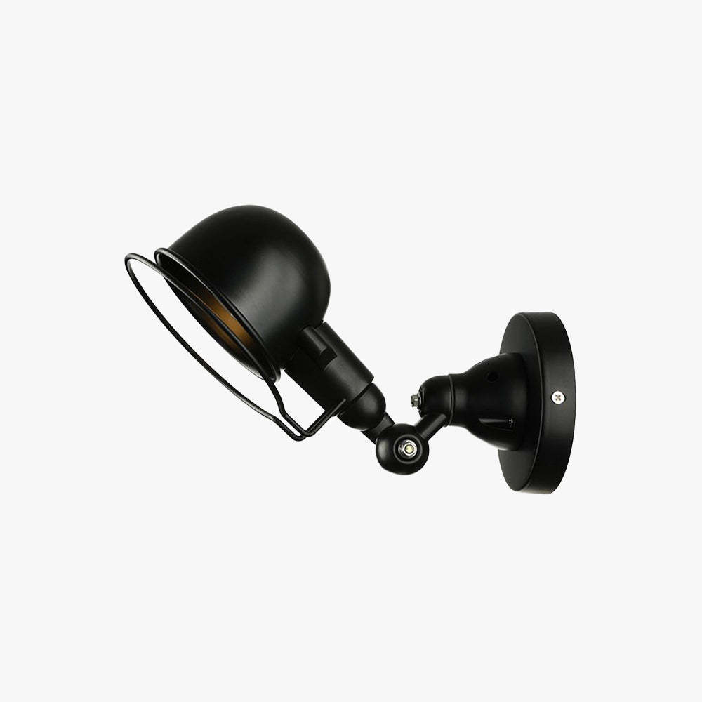Black Alessio Wall Lamp Dome Retro Adjustable Metal