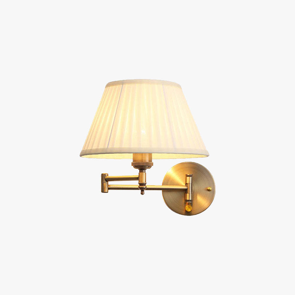 Carins Wall Lamp Vintage Pleated Fabric Adjustable Bedroom