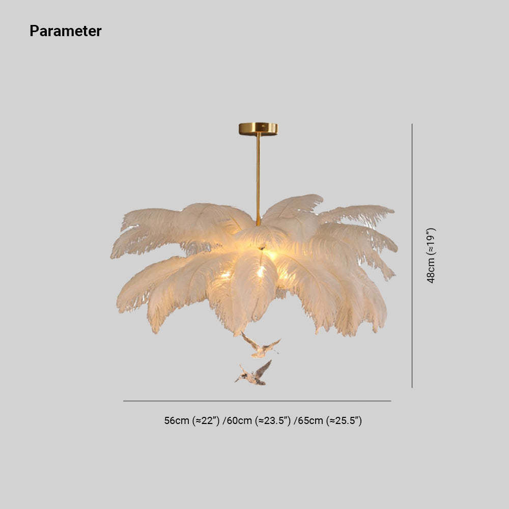O'Moore Ostrich Feather Chandelier dimensions