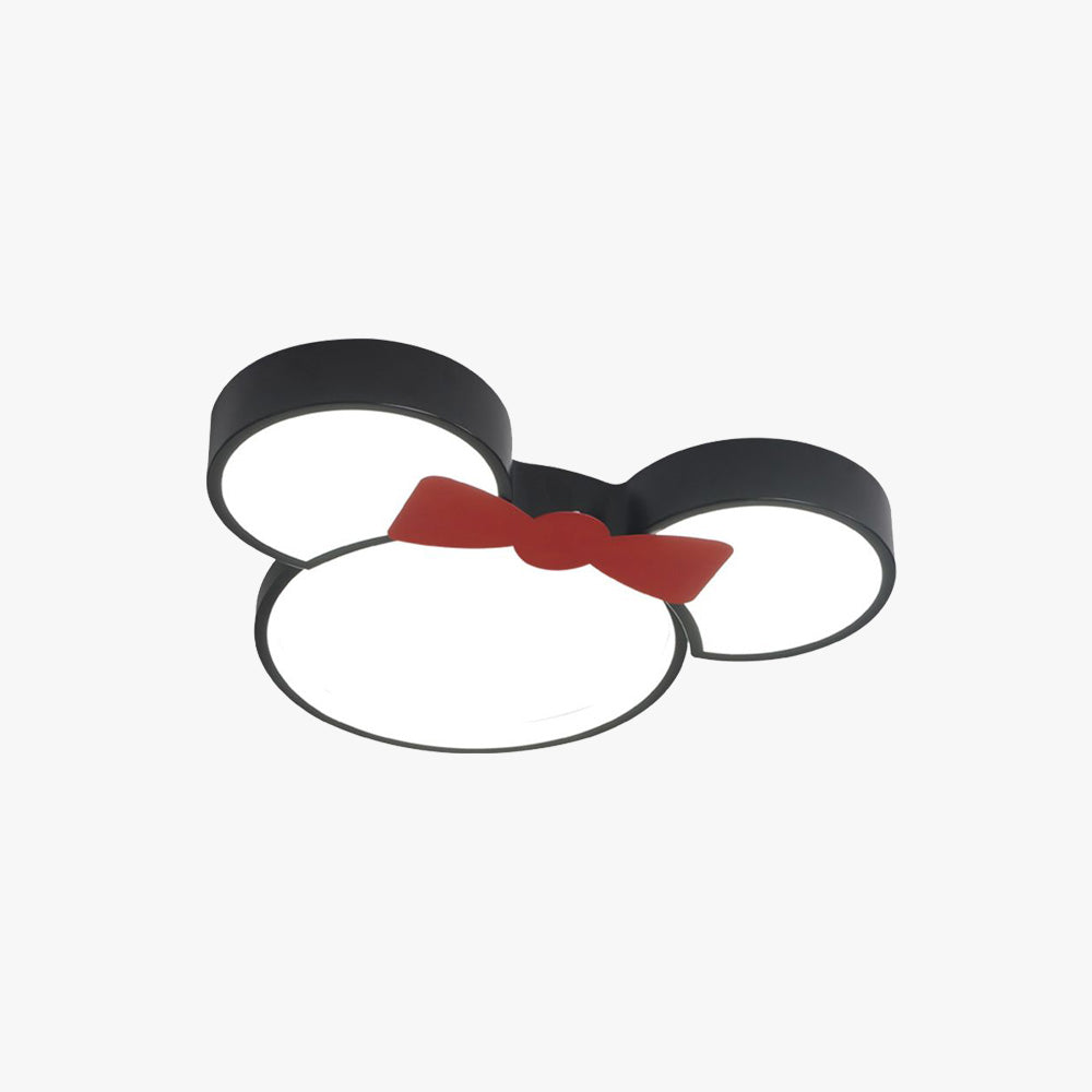 Freja Cartoon Mouse Flush Mount Ceiling Light, Black and Red