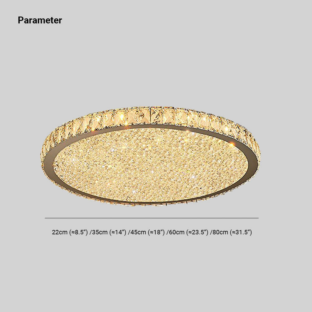 Kristy Round Flush Mount Ceiling Light dimensions, metal and crystal