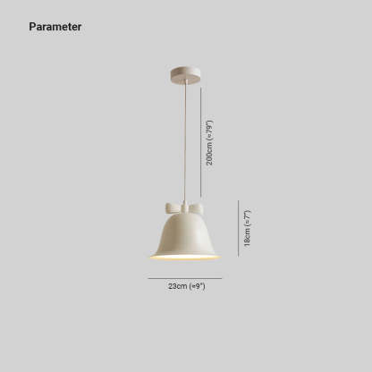 Carins pendant light dimensions: bell shape with bow detail.