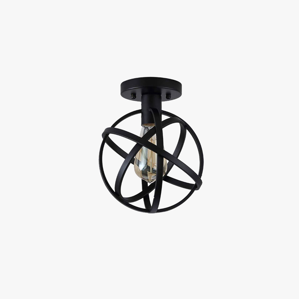 Black Herbert Retro Globe Metal Flush Mount Ceiling Light