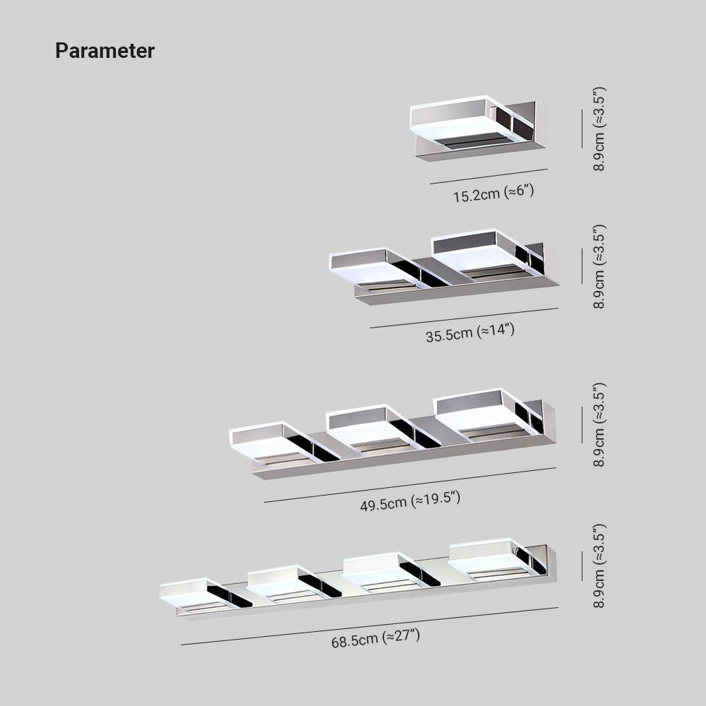 Leigh Wall Lamp Dimensions - Modern Chrome Bathroom Lighting
