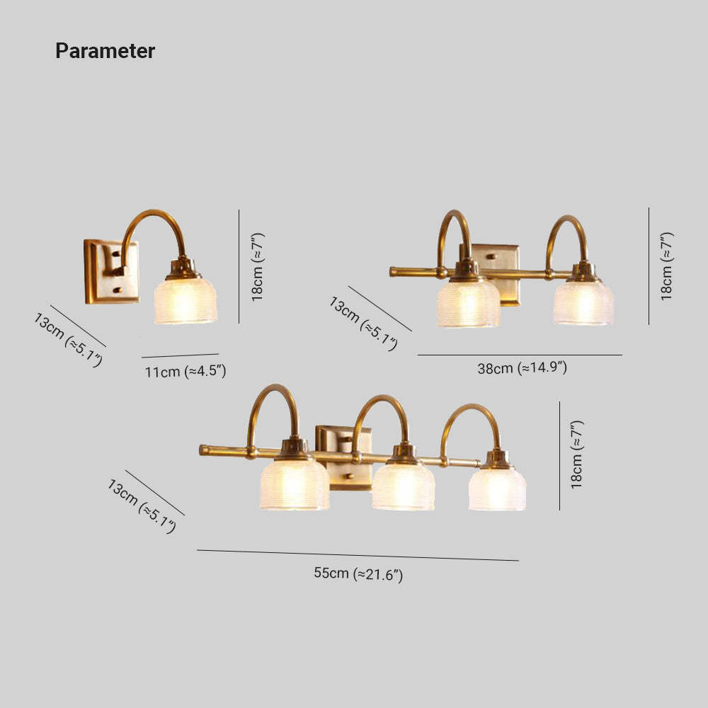 Lottie Prismatic Wall Lamp dimensions, brass and glass fixture