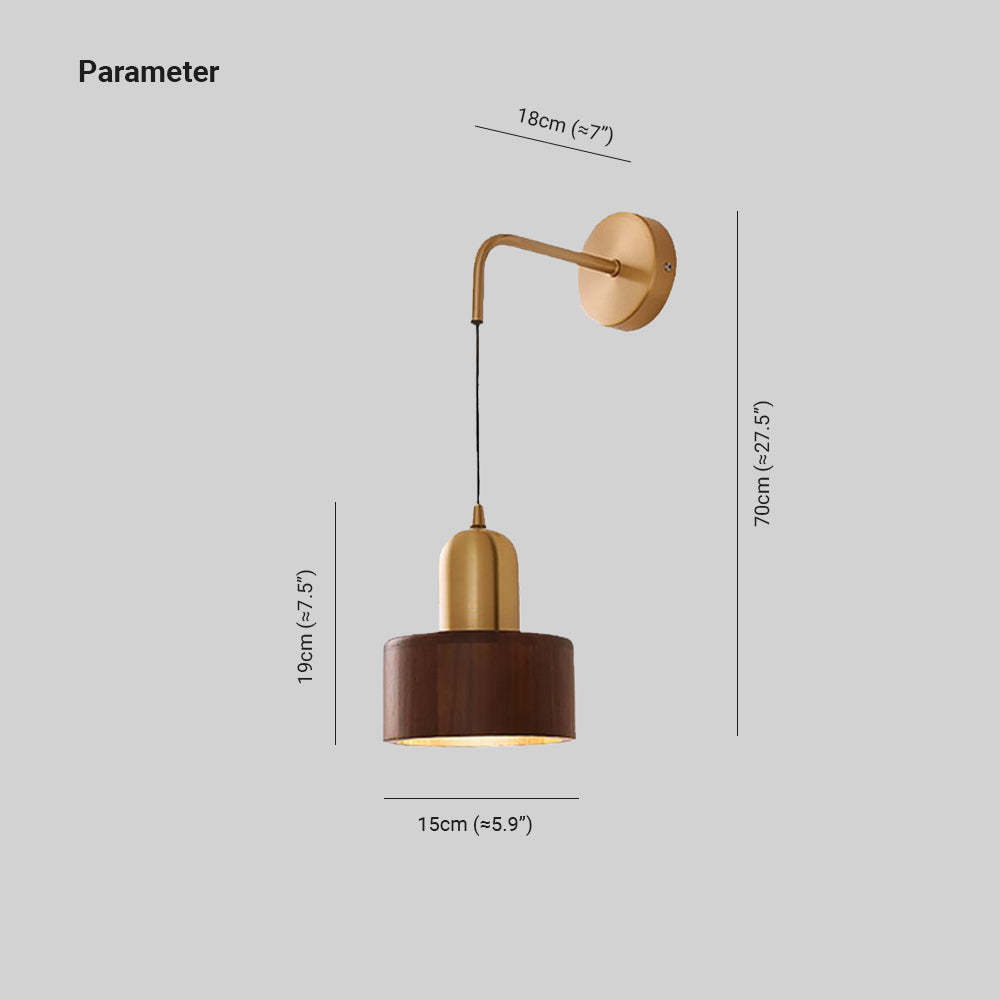 Ozawa Vintage Wooden Cylinder Wall Lamp