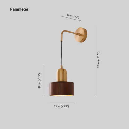 Ozawa Vintage Wooden Cylinder Wall Lamp