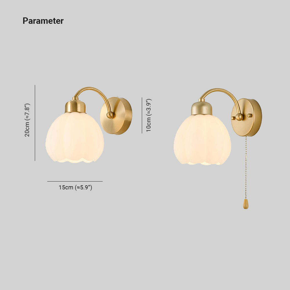 Lily Nordic flower wall lamp dimensions, ivory bedroom lighting
