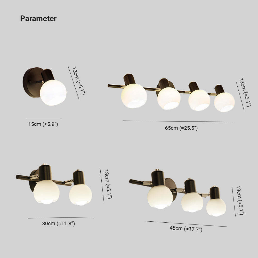 Valentina Wall Lamp Dimensions: 15cm, 30cm, 45cm, 65cm, Glass/Metal