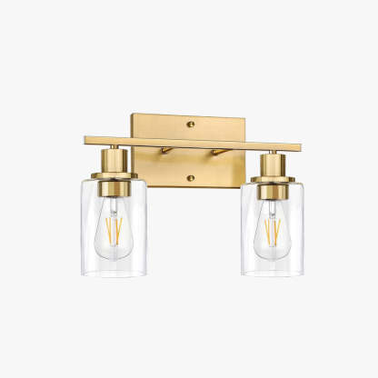 Alessio gold vanity wall lamp with clear glass shades Alessio Modern Mirror Front Vanity Wall Lamp Metal Glass
