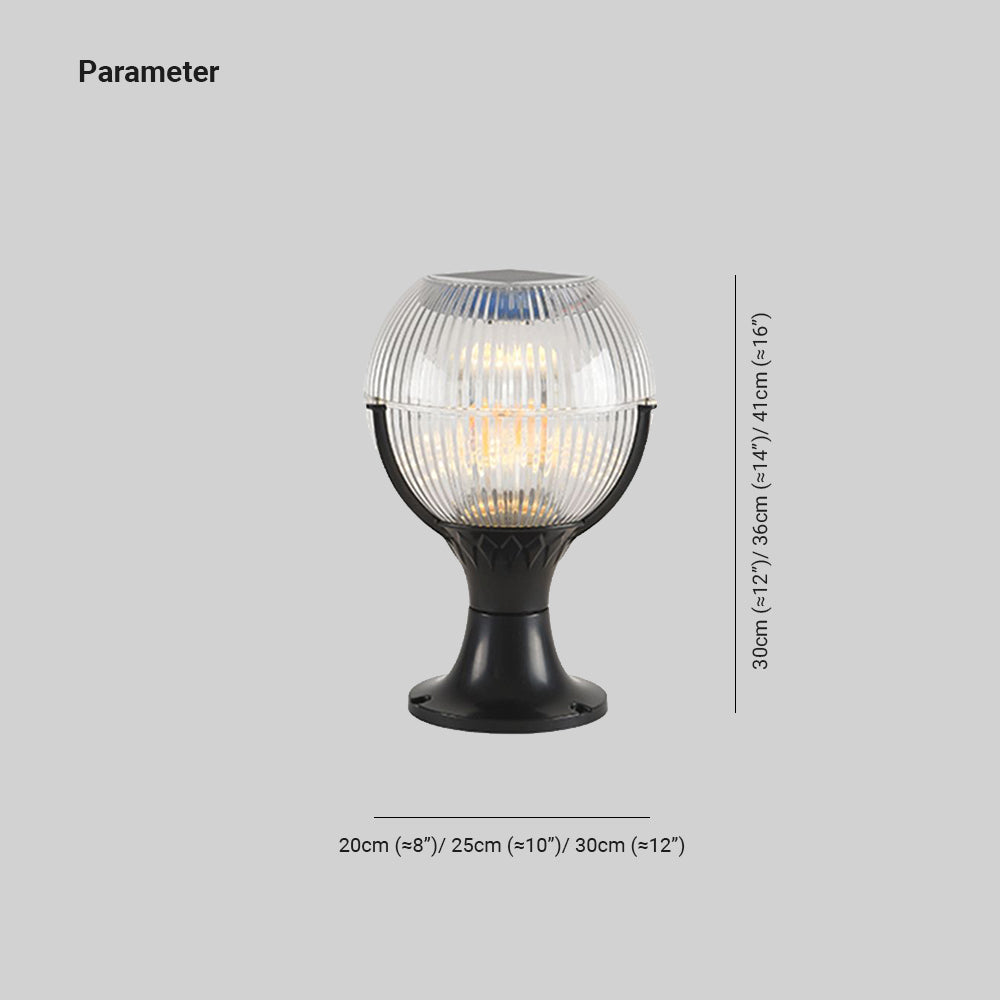 Hailie Modern Orb Outdoor Lamp - Dimensions