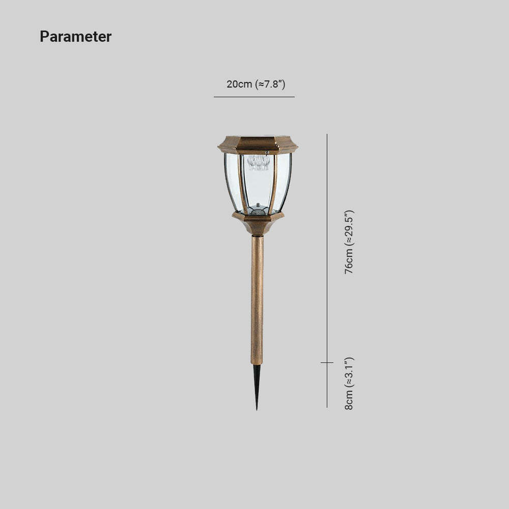 Pena Solar Outdoor Path Light dimensions, bronze finish