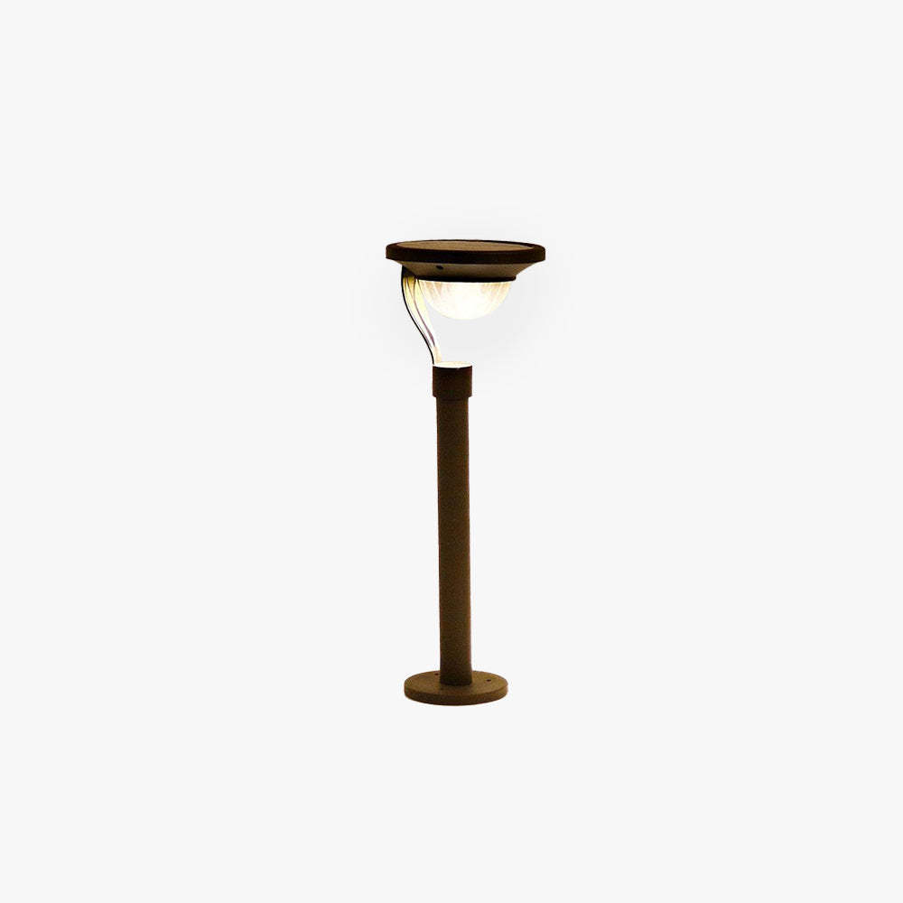 Pena Modern Metal Bowl-Shaped Solar Outdoor Bollard Light, Dark Gray