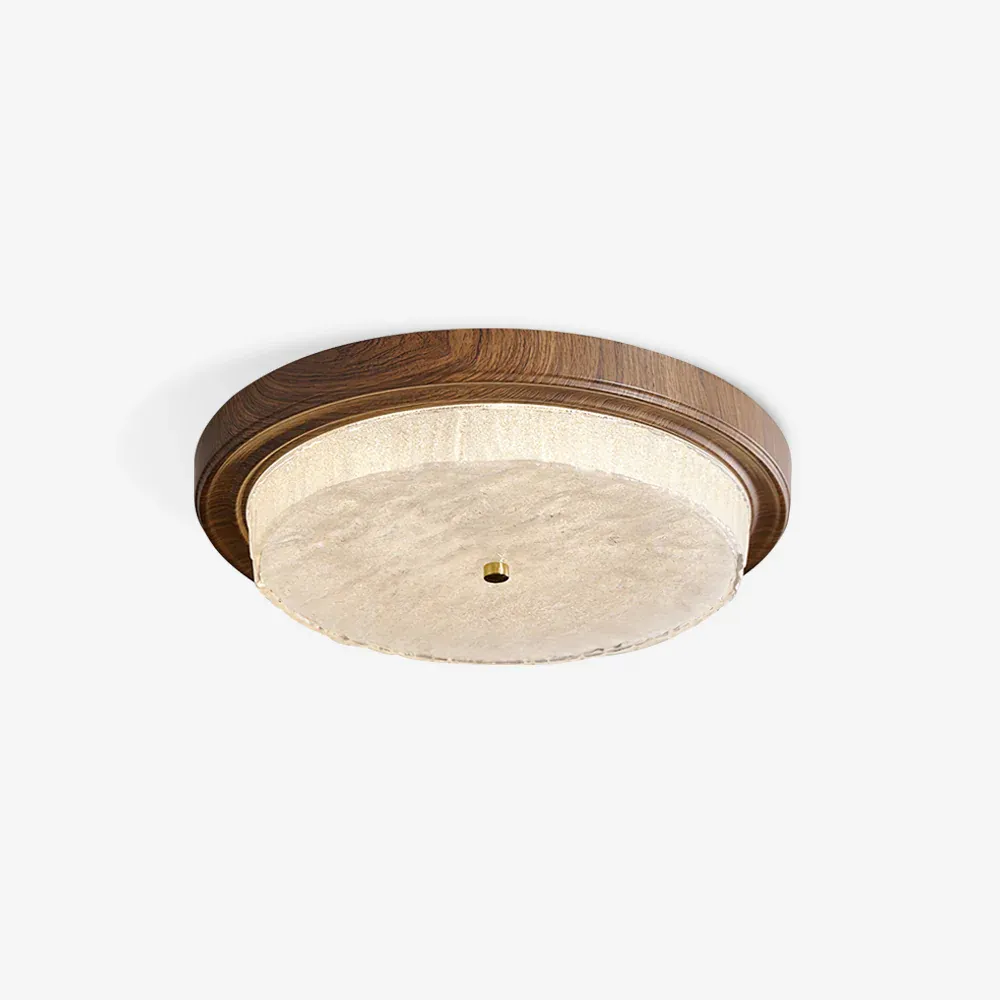 Ozawa Rustic Ceiling Light with wood grain and glass diffuser
